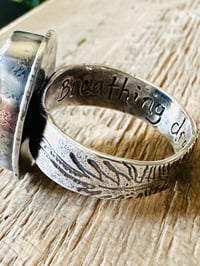 Image 9 of dreamer turquoise ring with engraved Fitzgerald quote band