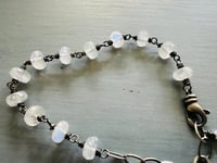 Image 5 of chunky rainbow moonstone and sterling silver charm bracelet