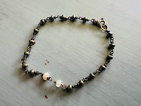 Image 6 of wire wrapped pyrite pearl and moonstone bracelet