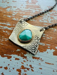 Image 2 of sterling silver rose cut turquoise necklace with engraved roses