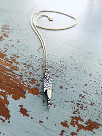 Image 2 of sterling silver lightning bolt necklace with 14k gold chain . engraved love message necklace by p...