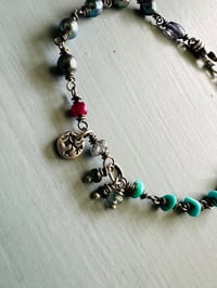 Image 1 of bohemian turquoise and peacock pearl charm bracelet 