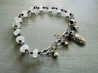 Image 7 of chunky rainbow moonstone and sterling silver charm bracelet