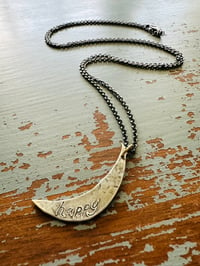 Image 8 of sterling silver moon necklace with happy inscription