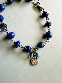 Image 1 of bohemian lapis and iolite sterling silver charm bracelet