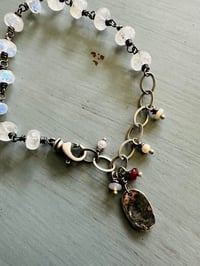 Image 8 of chunky rainbow moonstone and sterling silver charm bracelet