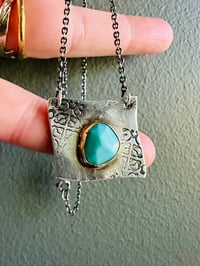 Image 1 of sterling silver rose cut turquoise necklace with engraved roses