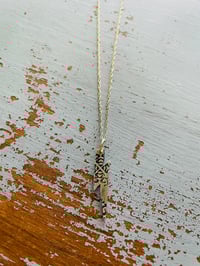 Image 4 of sterling silver lightning bolt necklace with 14k gold chain . engraved love message necklace by p...