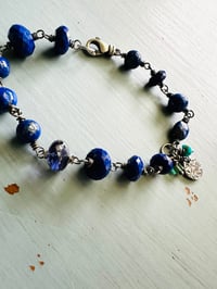 Image 2 of bohemian lapis and iolite sterling silver charm bracelet