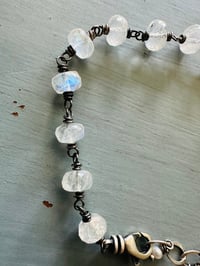 Image 9 of chunky rainbow moonstone and sterling silver charm bracelet