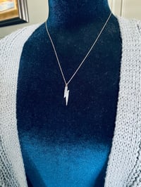 Image 5 of sterling silver lightning bolt necklace with 14k gold chain . engraved love message necklace by p...