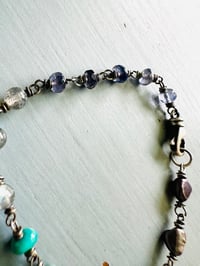 Image 5 of boho labradorite turquoise and pearl bracelet