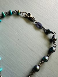 Image 4 of bohemian turquoise and peacock pearl charm bracelet 