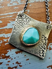 Image 5 of sterling silver rose cut turquoise necklace with engraved roses