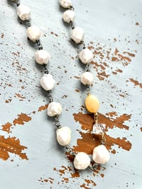 Image 1 of chunky boho pearl herkimer diamond and opal necklace . 14k and sterling silver