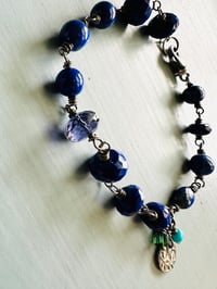 Image 5 of bohemian lapis and iolite sterling silver charm bracelet