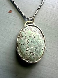 Image 1 of unisex sterling silver Starfox variscite cabochon pendant necklace