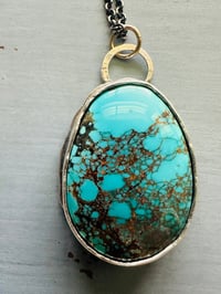 Image 1 of Sierra Nevada turquoise necklace with sterling silver crescent moon detail