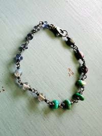 Image 1 of boho labradorite turquoise and pearl bracelet