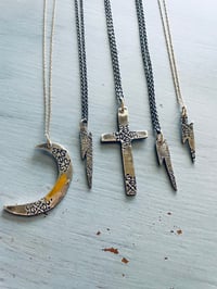 Image 8 of sterling silver lightning bolt necklace with 14k gold chain . engraved love message necklace by p...