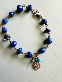 Image 6 of bohemian lapis and iolite sterling silver charm bracelet