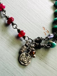 Image 7 of bohemian layered turquoise and sterling silver charm bracelet