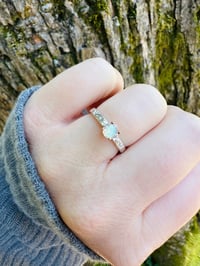 Image 1 of size 6.5 bohemian rainbow moonstone ring