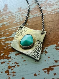 Image 8 of sterling silver rose cut turquoise necklace with engraved roses