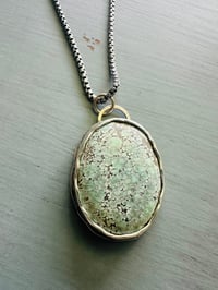 Image 3 of unisex sterling silver Starfox variscite cabochon pendant necklace