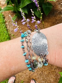 Image 3 of boho labradorite turquoise and pearl bracelet