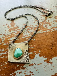 Image 9 of sterling silver rose cut turquoise necklace with engraved roses