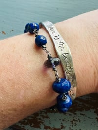 Image 7 of bohemian lapis and iolite sterling silver charm bracelet