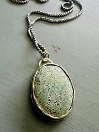 Image 4 of unisex sterling silver Starfox variscite cabochon pendant necklace