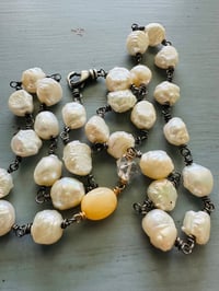 Image 7 of chunky boho pearl herkimer diamond and opal necklace . 14k and sterling silver