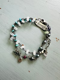 Image 9 of bohemian turquoise and peacock pearl charm bracelet 