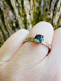 Image 2 of size 7 fair trade teal blue Australian sapphire engagement ring