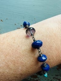 Image 8 of bohemian lapis and iolite sterling silver charm bracelet