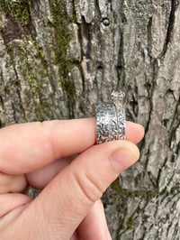 Image 8 of white topaz engagement ring and sterling silver wedding band set