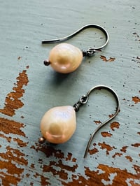 Image 1 of baroque freshwater pearl and sterling silver earrings