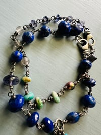 Image 9 of bohemian lapis and iolite sterling silver charm bracelet