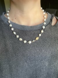 Image 9 of chunky boho pearl herkimer diamond and opal necklace . 14k and sterling silver