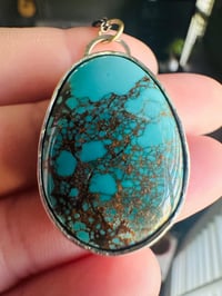 Image 5 of Sierra Nevada turquoise necklace with sterling silver crescent moon detail