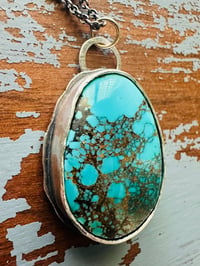 Image 6 of Sierra Nevada turquoise necklace with sterling silver crescent moon detail