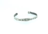 Image 2 of sterling silver quote cuff with handwritten inscription