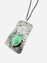 Image 1 of sterling silver and new lander variscite dog tag necklace with Yeats quote