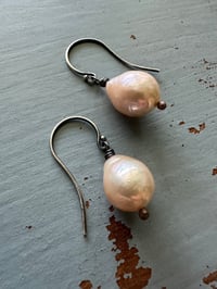 Image 3 of baroque freshwater pearl and sterling silver earrings