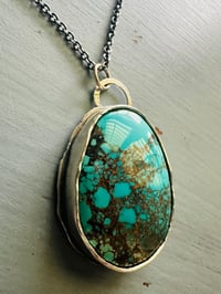 Image 7 of Sierra Nevada turquoise necklace with sterling silver crescent moon detail