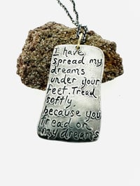 Image 2 of sterling silver and new lander variscite dog tag necklace with Yeats quote