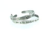 Image 4 of sterling silver quote cuff with handwritten inscription