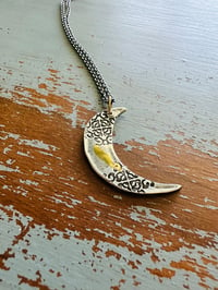 Image 2 of crescent moon necklace in sterling silver and 23k gold